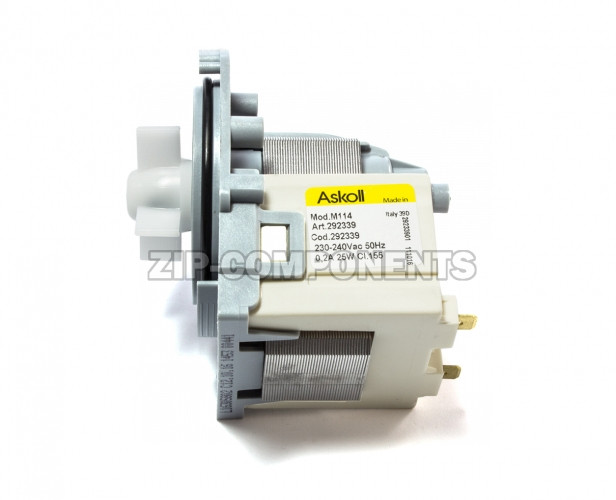 Помпа Askoll на 3 защелках, выводы назад, раздельно, СТАРОГО ОБРАЗЦА, для Electrolux Zanussi